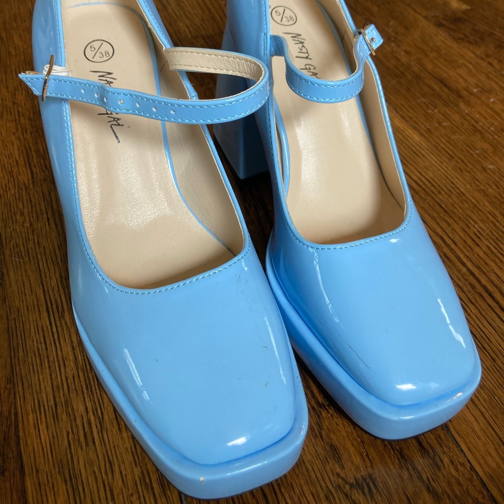 Patent Flare Heel Maryjanes